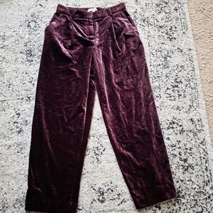 LOFT Velvet Ankle Trousers Womens Size 4 Dark Purple NWOT